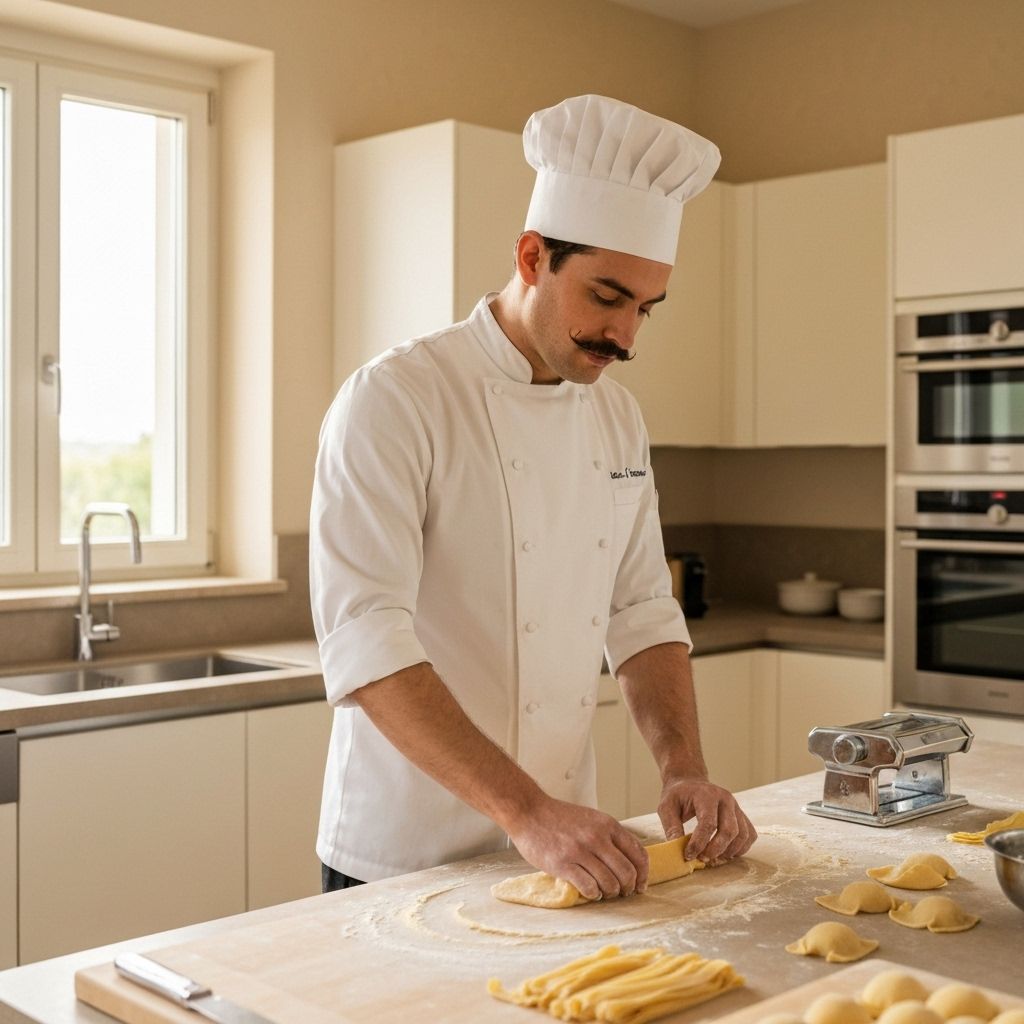 Chef preparing pasta